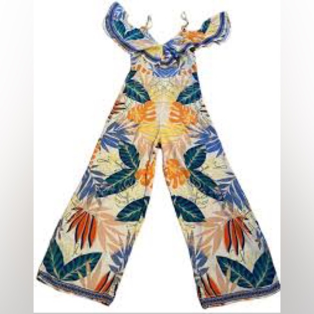 Flying Tomato Floral Off the Shoulder Jumpsuit size large - Picture 3 of 6